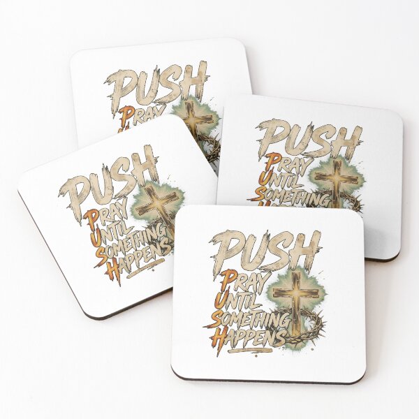 Item preview, Push Pray Until Something Happens Retro Christian Cross designed and sold by cass-vale-lab.