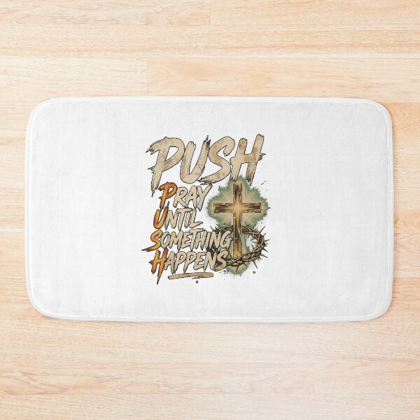 Item preview, Push Pray Until Something Happens Retro Christian Cross designed and sold by cass-vale-lab.