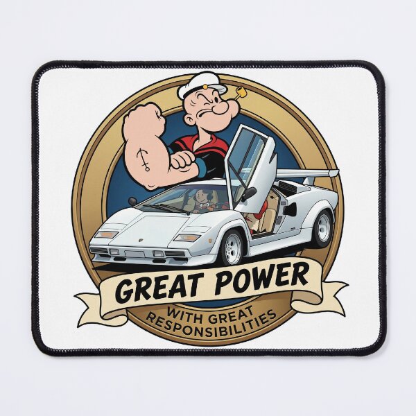 Item preview, Popeye's Great Power White Supercar Vector Emblem designed and sold by MottotoTech.