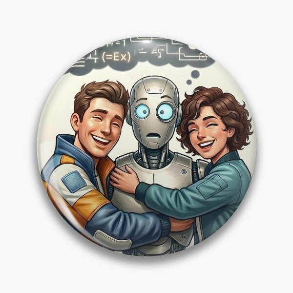 Item preview, I Love AI Cute Robot Hug | Funny Artificial Intelligence Cartoon | Whimsical Tech Couple Art designed and sold by SergioMiklos.