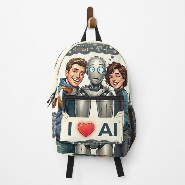 Item preview, I Love AI Cute Robot Hug | Funny Artificial Intelligence Cartoon | Whimsical Tech Couple Art designed and sold by SergioMiklos.