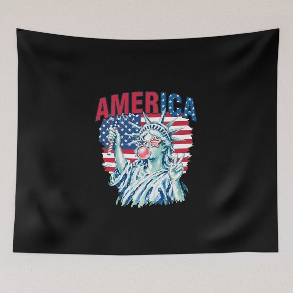 Item preview, statue of liberty blowing bubble women patriotic 4th of july designed and sold by cass-vale-lab.