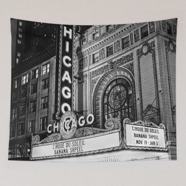Item preview, Poster Chicago Theatre Sign in Black and White designed and sold by gamalielRocky.