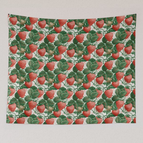 Item preview, Textured Paper Red Strawberry And Green Leaf Pattern designed and sold by igraphixart.
