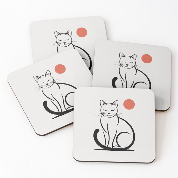 Item preview, Minimal Zen Cat Line Art – Japanese Sumi-e Minimalist Cat Illustration designed and sold by Tamas Das.