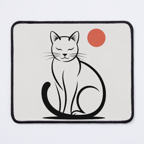 Item preview, Minimal Zen Cat Line Art – Japanese Sumi-e Minimalist Cat Illustration designed and sold by Tamas Das.