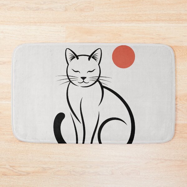 Artikelvorschau, Minimalistische Zen-Katzen-Linienkunst – Japanische Sumi-e-Minimalistische Katzenillustration entworfen und verkauft von Tamas Das.