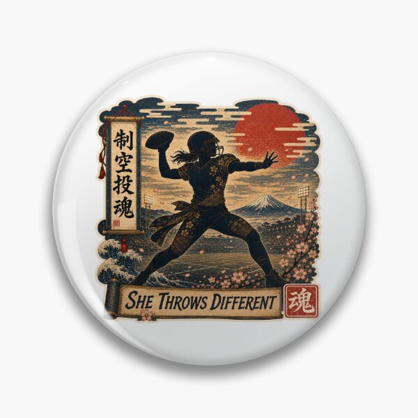 Item preview, She Throws Different Japanese Ukiyo-e Women's Football Quarterback Sticker Art designed and sold by Locker39.