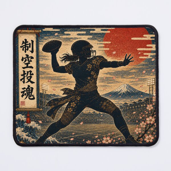 Item preview, She Throws Different Japanese Ukiyo-e Women's Football Quarterback Sticker Art designed and sold by Locker39.