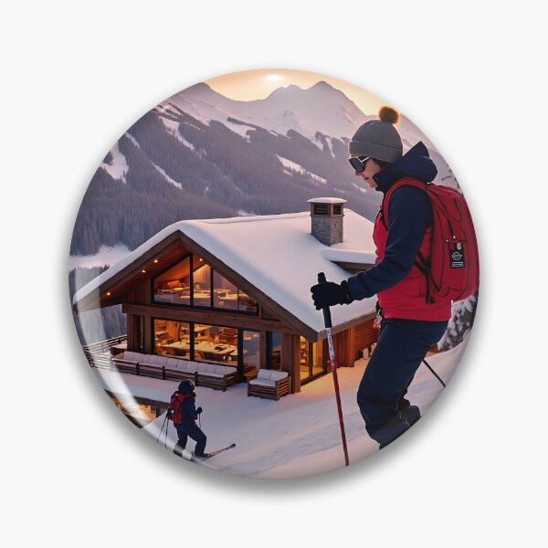 Item preview, Golden Hour Skiing: Female Skier Gliding Down Snowy Mountain Slope at Sunset designed and sold by Creative-RE.