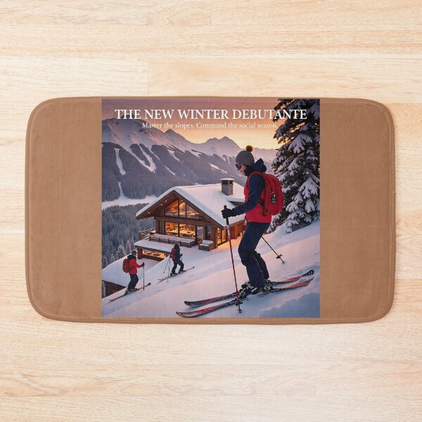 Item preview, Golden Hour Skiing: Female Skier Gliding Down Snowy Mountain Slope at Sunset designed and sold by Creative-RE.