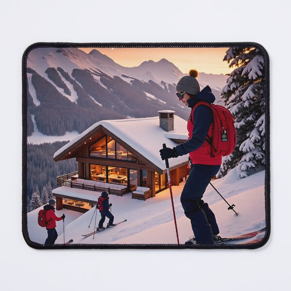 Item preview, Golden Hour Skiing: Female Skier Gliding Down Snowy Mountain Slope at Sunset designed and sold by Creative-RE.