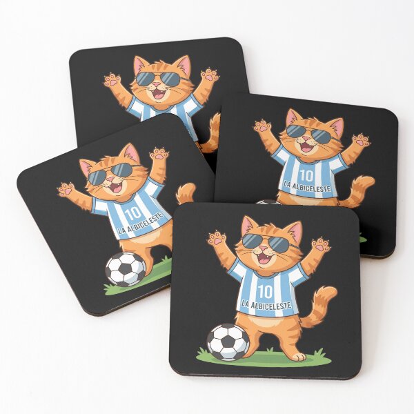 Item preview, Argentina Soccer Cat Goal Celebration — Albiceleste Cartoon designed and sold by David Mateo ArtWorks.