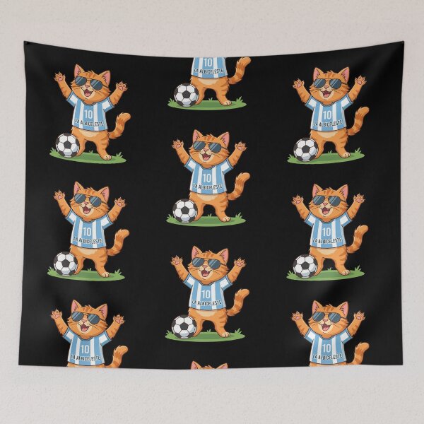 Item preview, Argentina Soccer Cat Goal Celebration — Albiceleste Cartoon designed and sold by David Mateo ArtWorks.