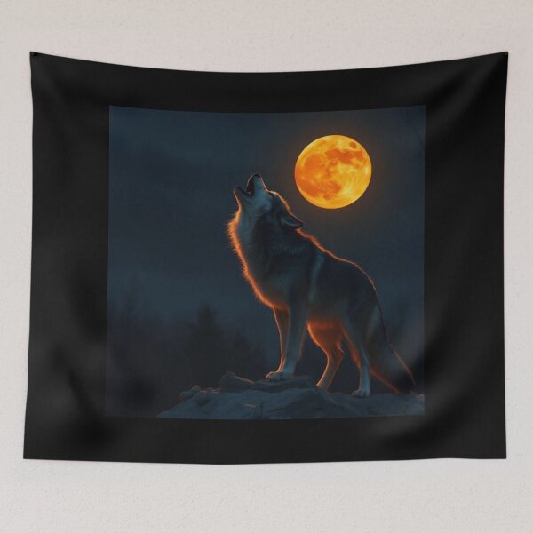 Item preview, Wolf howling moon designed and sold by Black Rose Products .