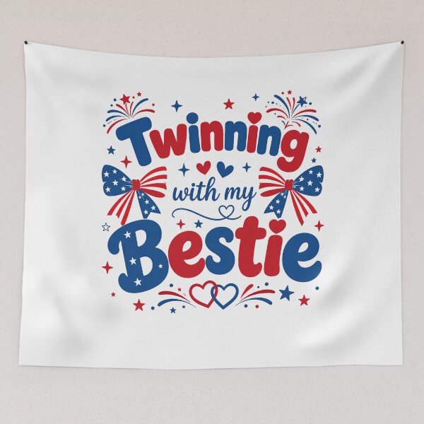 Item preview, Twinning With My Bestie Patriotic Fourth of July Bow  designed and sold by THREE LITTLE BEANS.