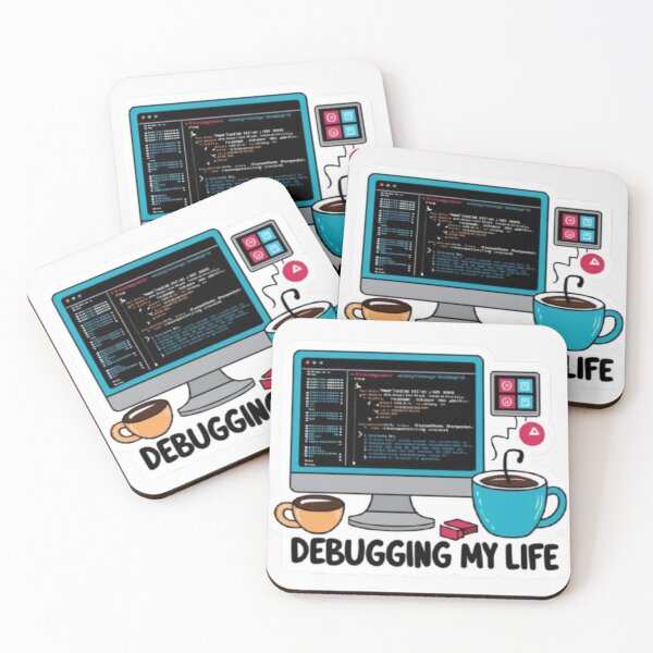 Item preview, Debugging My Life Funny Programmer Sticker for Developers and Coders designed and sold by skillifyme.