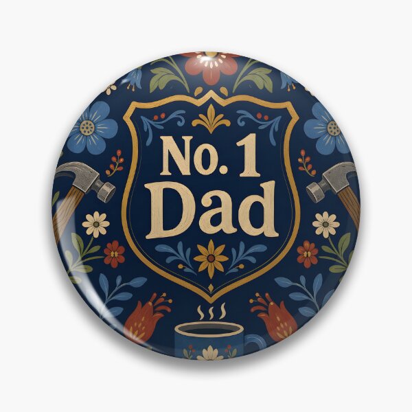 Item preview, Elemental Folk Art Number One Dad Crest - Father's Day Gift designed and sold by Glitchart66.