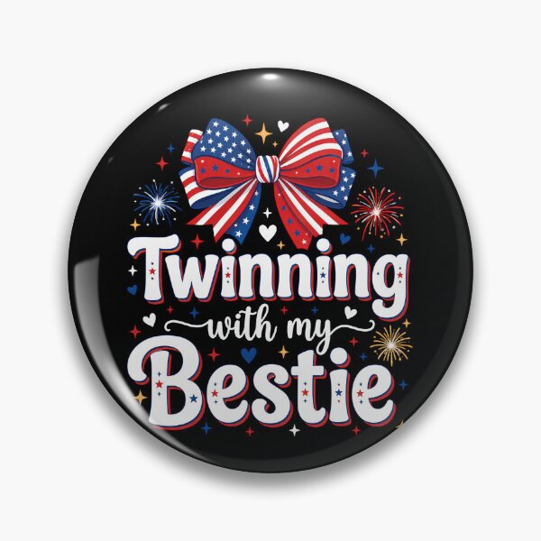 Item preview, Twinning With My Bestie Patriotic Fourth of July Bow  designed and sold by THREE LITTLE BEANS.