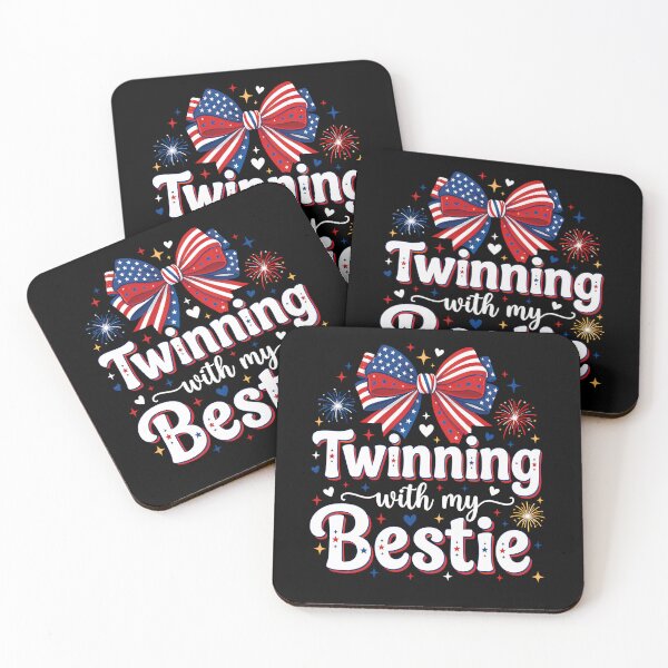 Item preview, Twinning With My Bestie Patriotic Fourth of July Bow  designed and sold by THREE LITTLE BEANS.