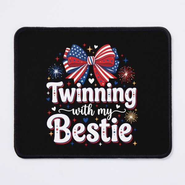 Item preview, Twinning With My Bestie Patriotic Fourth of July Bow  designed and sold by THREE LITTLE BEANS.
