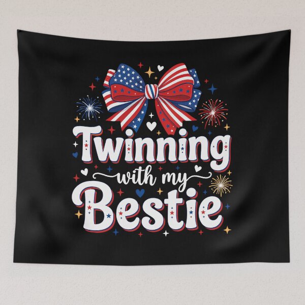 Item preview, Twinning With My Bestie Patriotic Fourth of July Bow  designed and sold by THREE LITTLE BEANS.