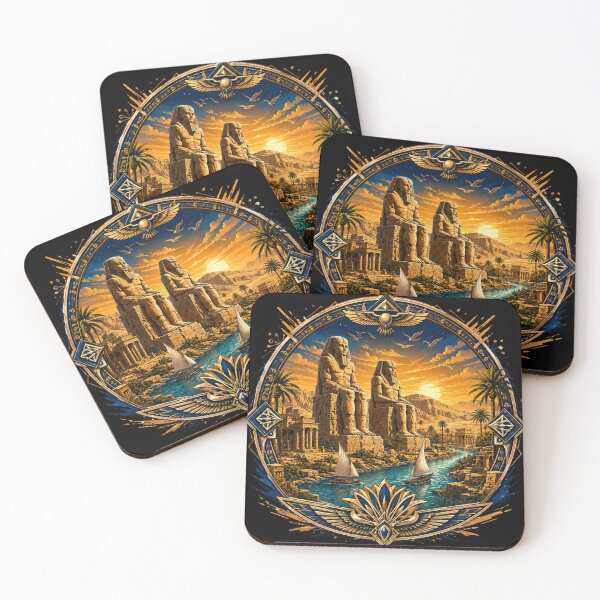 Item preview, Colossi of Memnon Nile Sunset designed and sold by BastetNileArt.