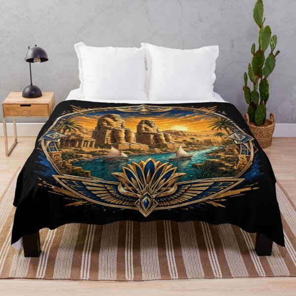 Item preview, Colossi of Memnon Nile Sunset designed and sold by BastetNileArt.