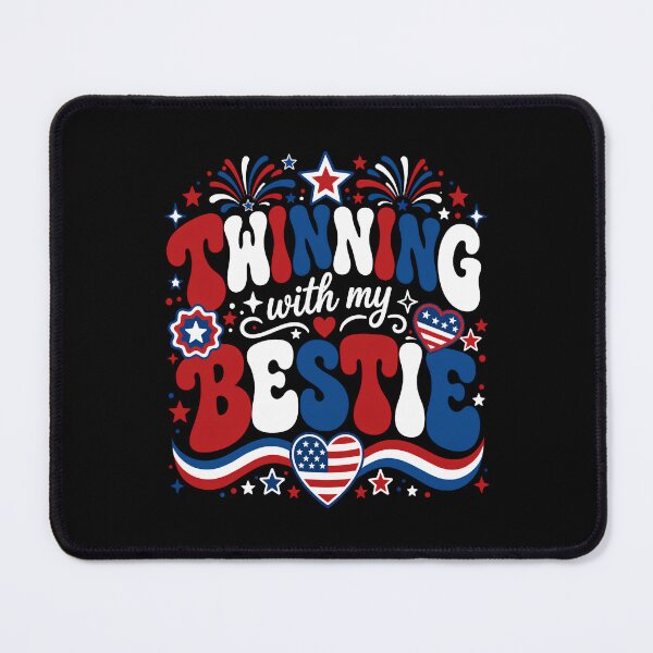 Item preview, Twinning With My Bestie Patriotic Fourth of July Bow designed and sold by THREE LITTLE BEANS.