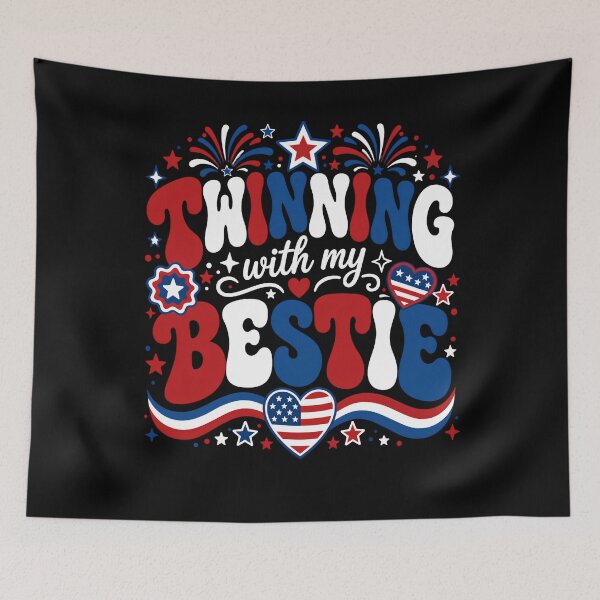 Item preview, Twinning With My Bestie Patriotic Fourth of July Bow  designed and sold by THREE LITTLE BEANS.