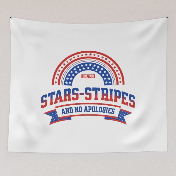 Item preview, Stars Stripes and No Apologies Rainbow Badge 4th of July T-Shirt designed and sold by CurlyDogDesigns.