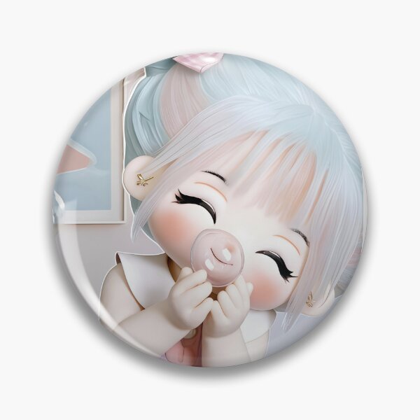 Item preview, Cute Pastel Cotton Doll Blowing Bubbles – Kawaii Chibi Aesthetic Art designed and sold by Nicole_83.