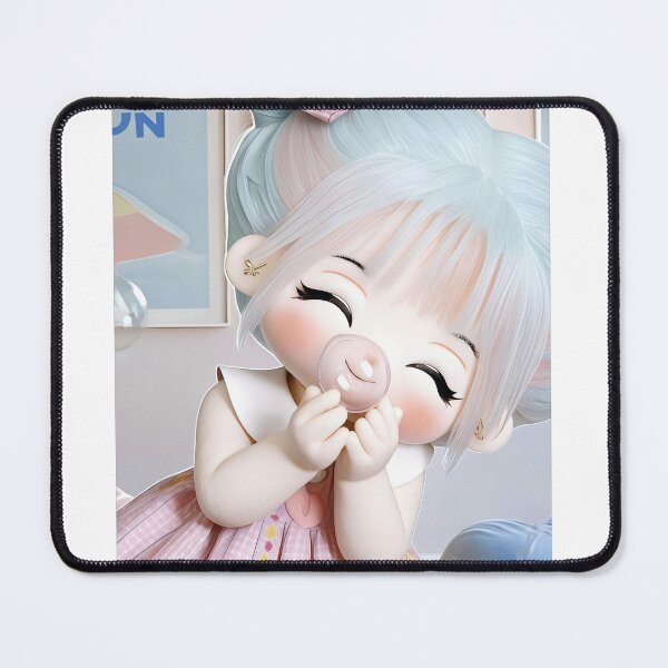 Item preview, Cute Pastel Cotton Doll Blowing Bubbles – Kawaii Chibi Aesthetic Art designed and sold by Nicole_83.