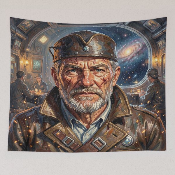 Item preview, Impasto portrait of space pirates in cinematic texture and powerful Van Gogh-inspired painting style designed and sold by FotoworldEdel.