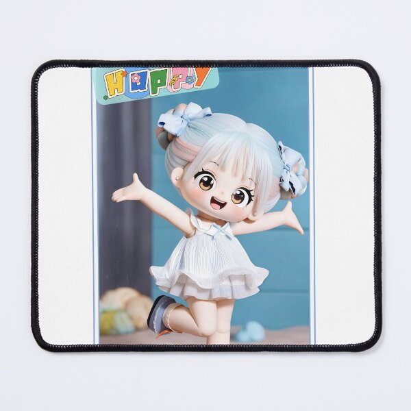 Item preview, Cute 3D Doll in pleated blue striped Dress with Blue Hair Bows designed and sold by Nicole_83.