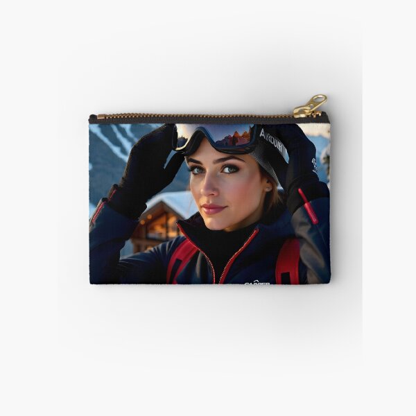Item preview, Confident Female Skier Smiling Closeup: Post-Training Winter Sunset Portrait designed and sold by Creative-RE.