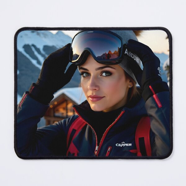 Item preview, Confident Female Skier Smiling Closeup: Post-Training Winter Sunset Portrait designed and sold by Creative-RE.
