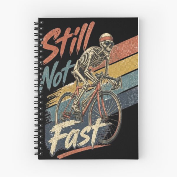 Item preview, Still Not Fast Funny Skeleton Cycling Retro Sunset Meme designed and sold by ElkasDesign.