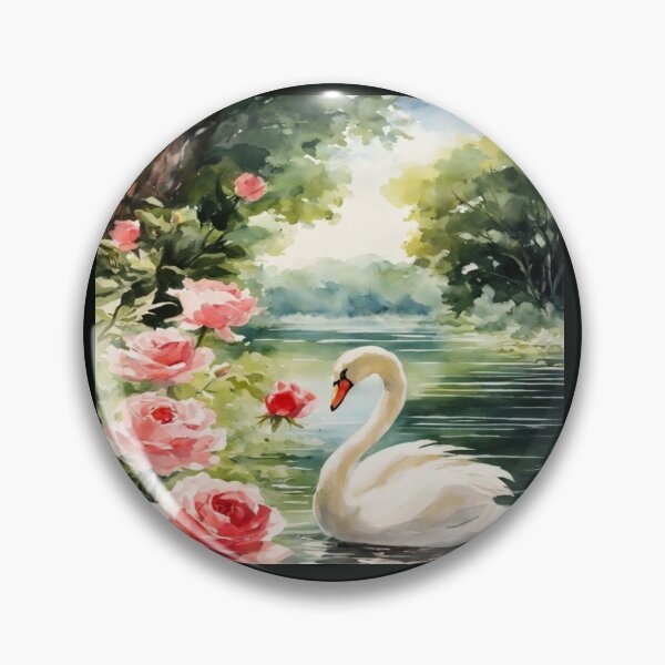 Item preview, Elegant Swan on Rose Lake Artwork  designed and sold by NivyasArtistry.