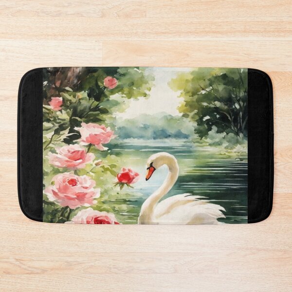 Item preview, Elegant Swan on Rose Lake Artwork  designed and sold by NivyasArtistry.