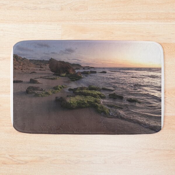Item preview, Serene Coastal Sunset with Mossy Rocks and Pastel Ocean Waves designed and sold by MariaAbaza.