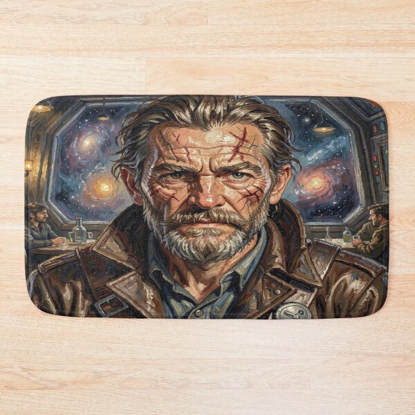Item preview, Impasto space pirate portrait in powerful Van Gogh-inspired texture and cinematic depth designed and sold by FotoworldEdel.