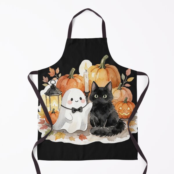 Item preview, Ghost and Black Cat | Cozy Halloween Companions designed and sold by AillustriaAK.