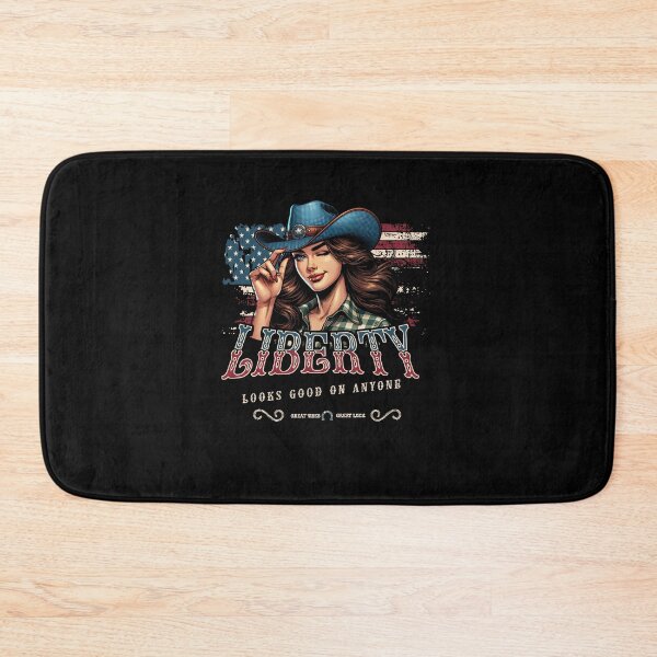 Item preview, Liberty Looks Good on Everyone Vintage Cowgirl 4th of July T-Shirt designed and sold by CurlyDogDesigns.