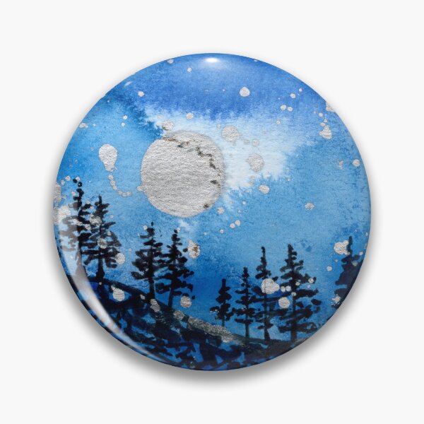 Item preview, Midnight Moon Forest – Celestial Blue Watercolour Circle Art designed and sold by Cass Harker Studio.