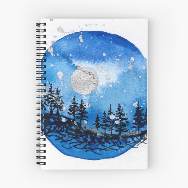 Item preview, Midnight Moon Forest – Celestial Blue Watercolour Circle Art designed and sold by Cass Harker Studio.