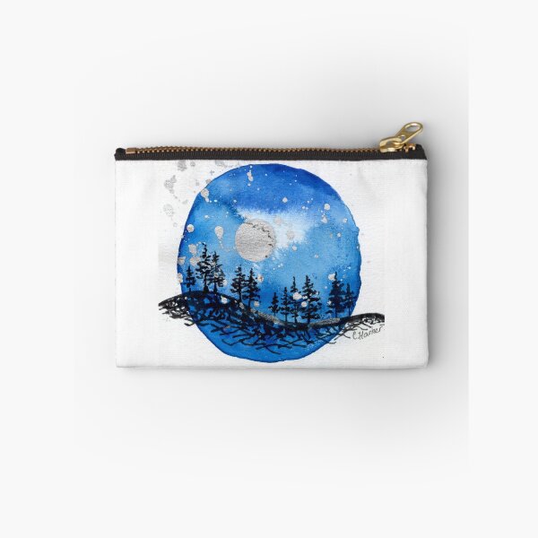 Item preview, Midnight Moon Forest – Celestial Blue Watercolour Circle Art designed and sold by Cass Harker Studio.