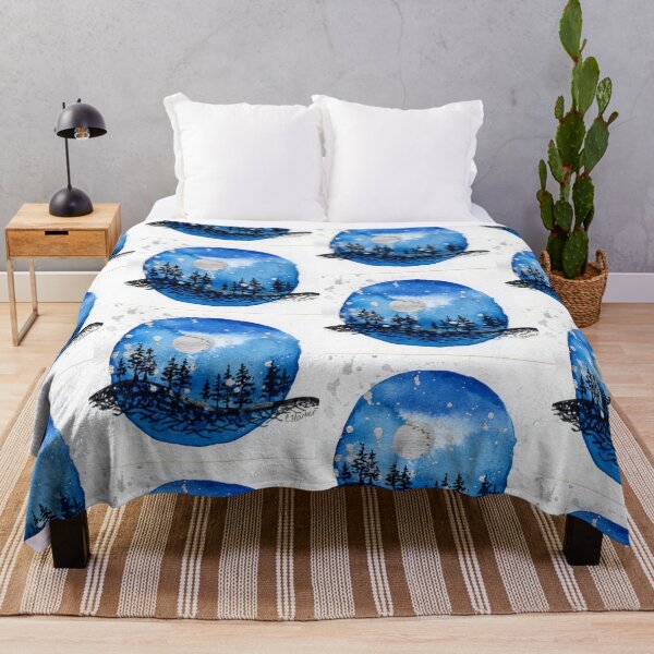Item preview, Midnight Moon Forest – Celestial Blue Watercolour Circle Art designed and sold by Cass Harker Studio.