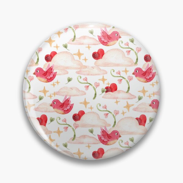 Item preview, Dreamy watercolor Valentine pattern featuring pink birds designed and sold by SashaZinch.