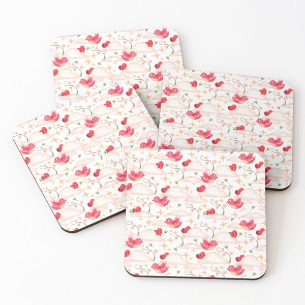 Item preview, Dreamy watercolor Valentine pattern featuring pink birds designed and sold by SashaZinch.